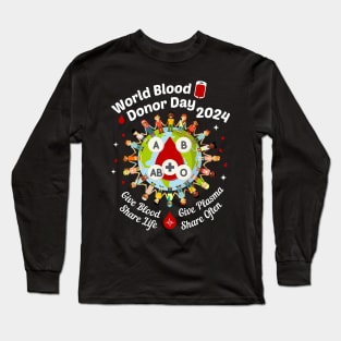 World Blood Donor Day 2024 Phlebotomy Technician Men Women Long Sleeve T-Shirt